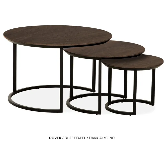 Maxfurn Set van 3 ronde salontafel | kleur: Dark almond