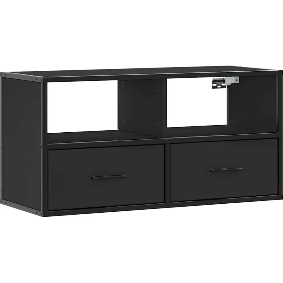 vidaXL Tv-meubel 80x31x39,5 cm bewerkt hout en metaal zwart, foto 3