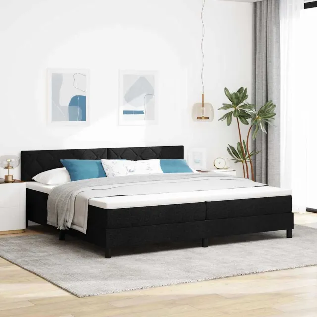 vidaXL Boxspring bed met LED-stripverlichting Zwart 200 x 200 cm Stof