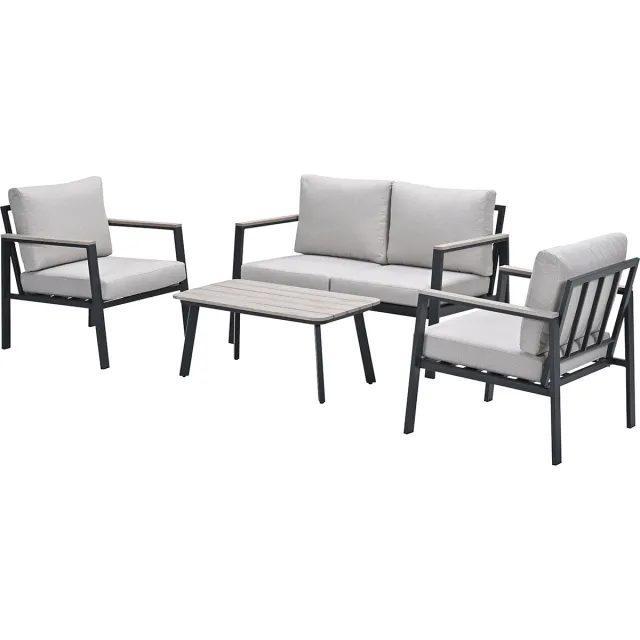 Garden Impressions Ricca aluminium loungeset - carbon black - desert sand Antraciet