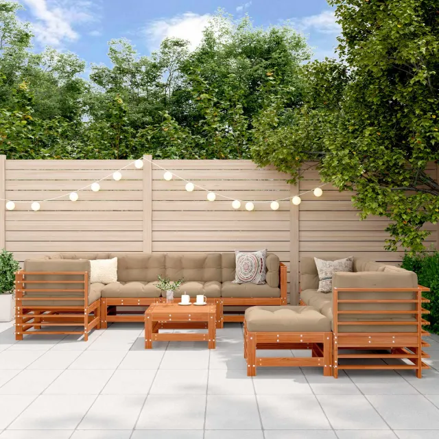 vidaXL Tuin loungeset 10 st Wasbruin Massief grenenhout bruin, foto 2