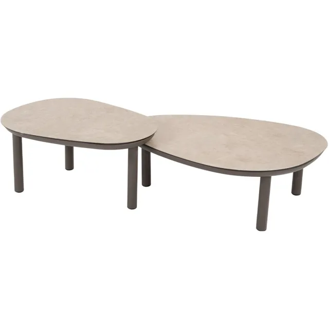 4 Seasons Outdoor 4 Seasons Monroe loungetafels Ø65xH32 cm en Ø80xH27 cm - terre
