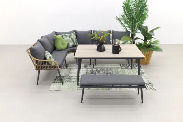 Garden Impressions Margriet lounge dining set - Naturel - 6 delig Antraciet/Bruin