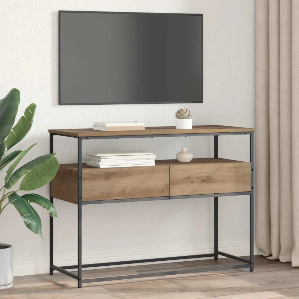 vidaXL Wandtafel Artisan Eiken 100 x 40 x 75 cm Bewerkt hout, foto 4