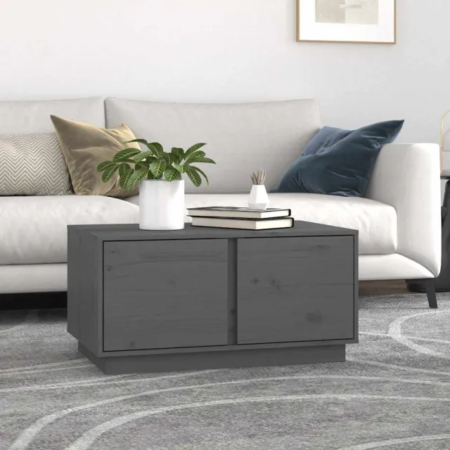vidaXL Salontafel 80x50x40 cm massief grenenhout grijs, foto 2