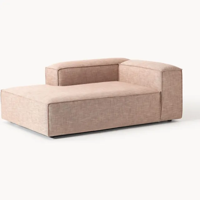 Westwing Collection Hoek chaise longue module Lennon van linnenmix wijnrood