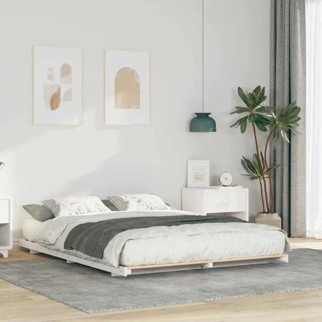 vidaXL Bedframe Wit 150 x 200 cm Massief grenenhout
