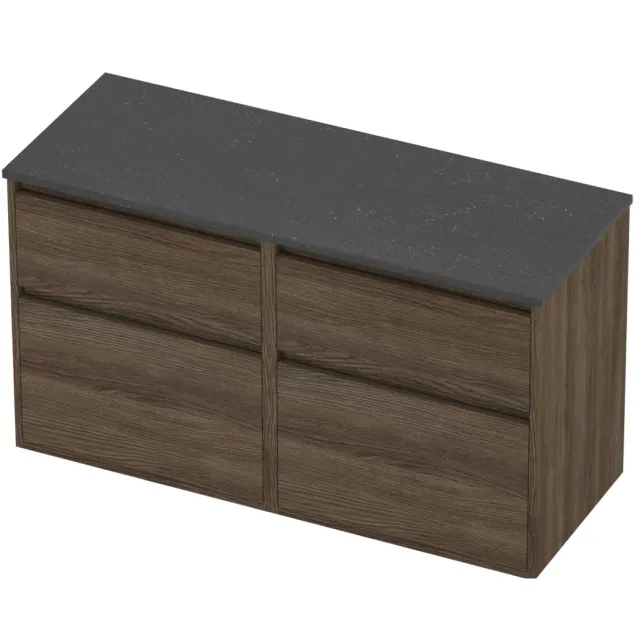 Proline Deck Badmeubelset Hardsteen Greeploos 120x46x67 cm Blue Stone Vital Oak Eiken