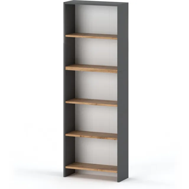 Loft Kantoorboekenkast Grijs Eiken Wotan 60CM 5 Planken Speelgoedplank Loft