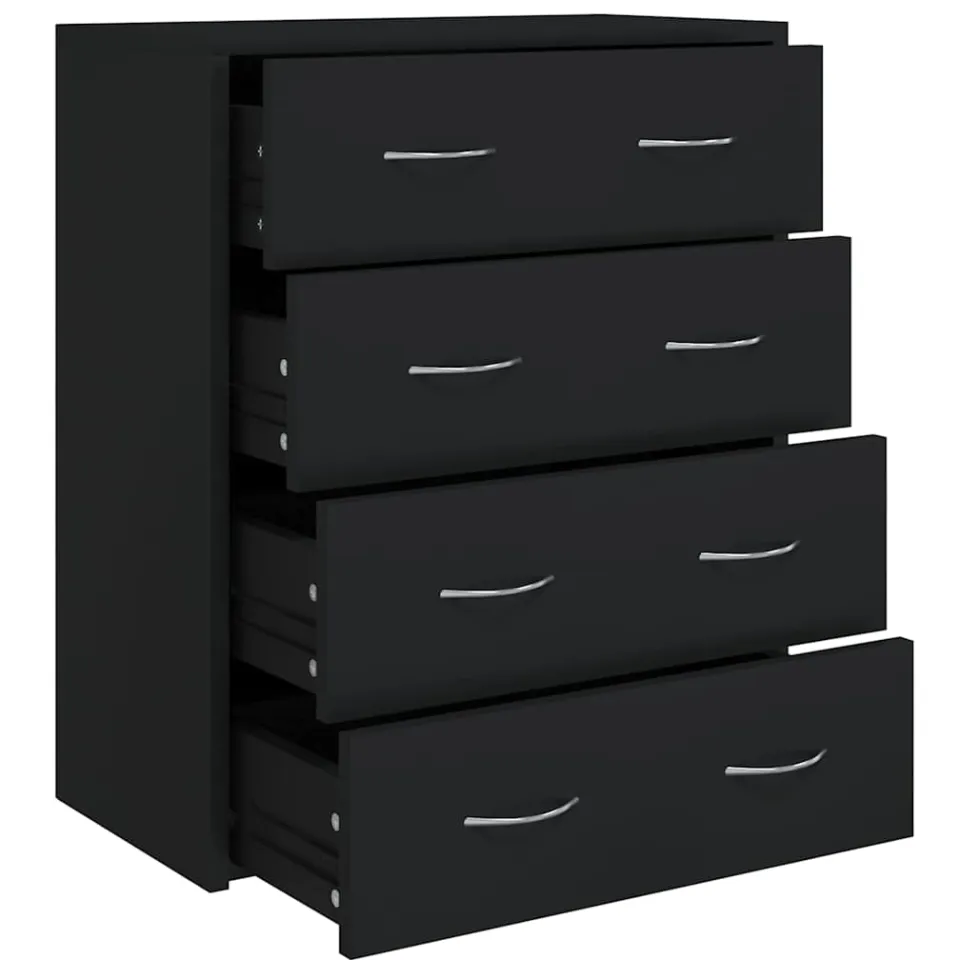 vidaXL Dressoir met 4 lades 60x30,5x71 cm zwart, foto 3