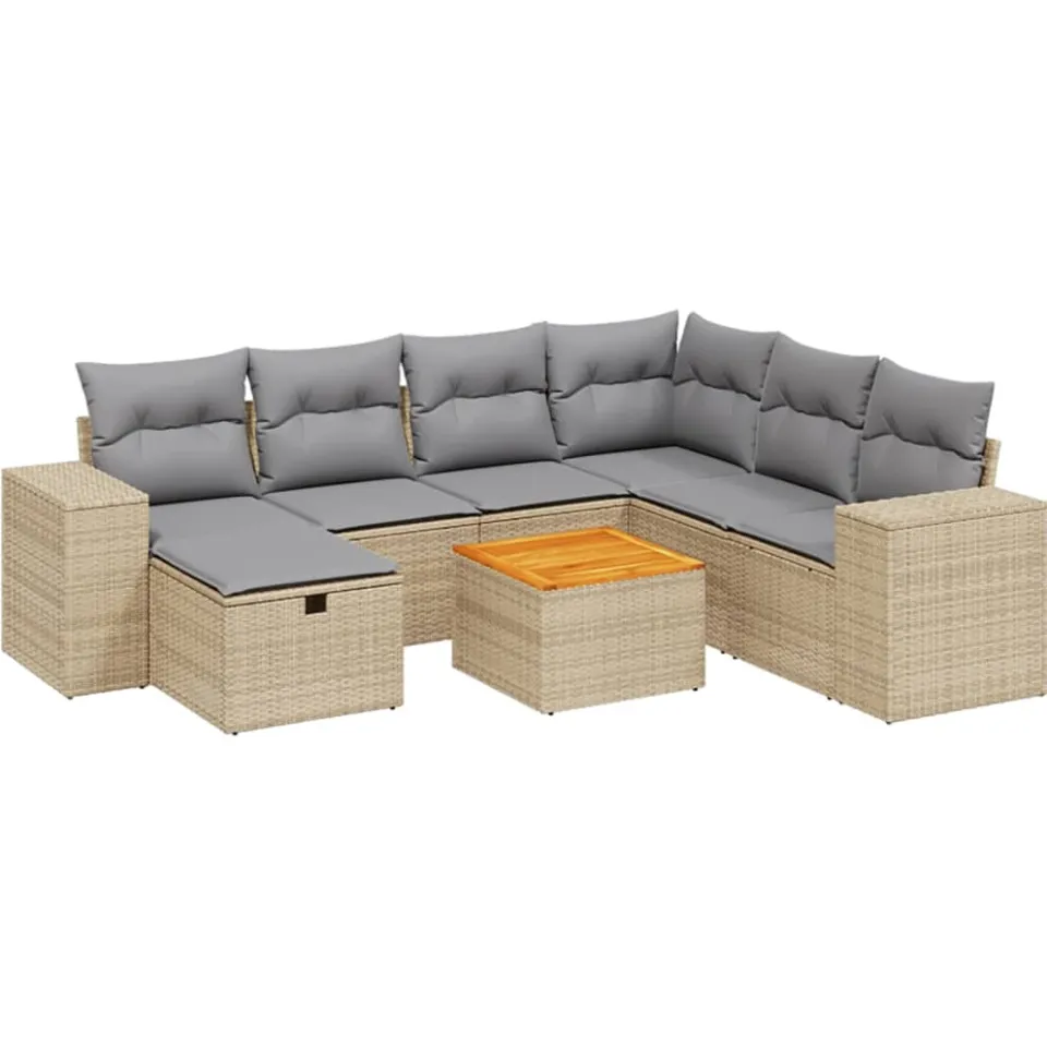 vidaXL Patio Sofa Set 8-zits Mix Beige en Lichtgrijs, foto 3