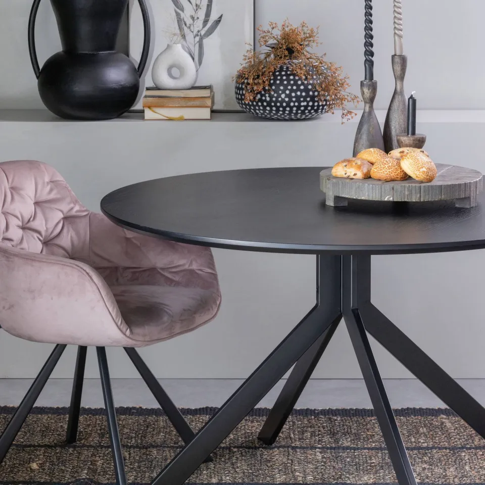 WOOOD Bruno Eettafel Rond - Mdf - Zwart - 75xØ120, foto 3