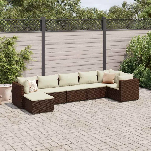 vidaXL 7-delige Loungeset met kussens poly rattan bruin, foto 2
