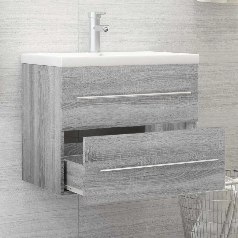 vidaXL Wastafelkast 60x38,5x48 cm bewerkt hout grijs sonoma eikenkleur, foto 3