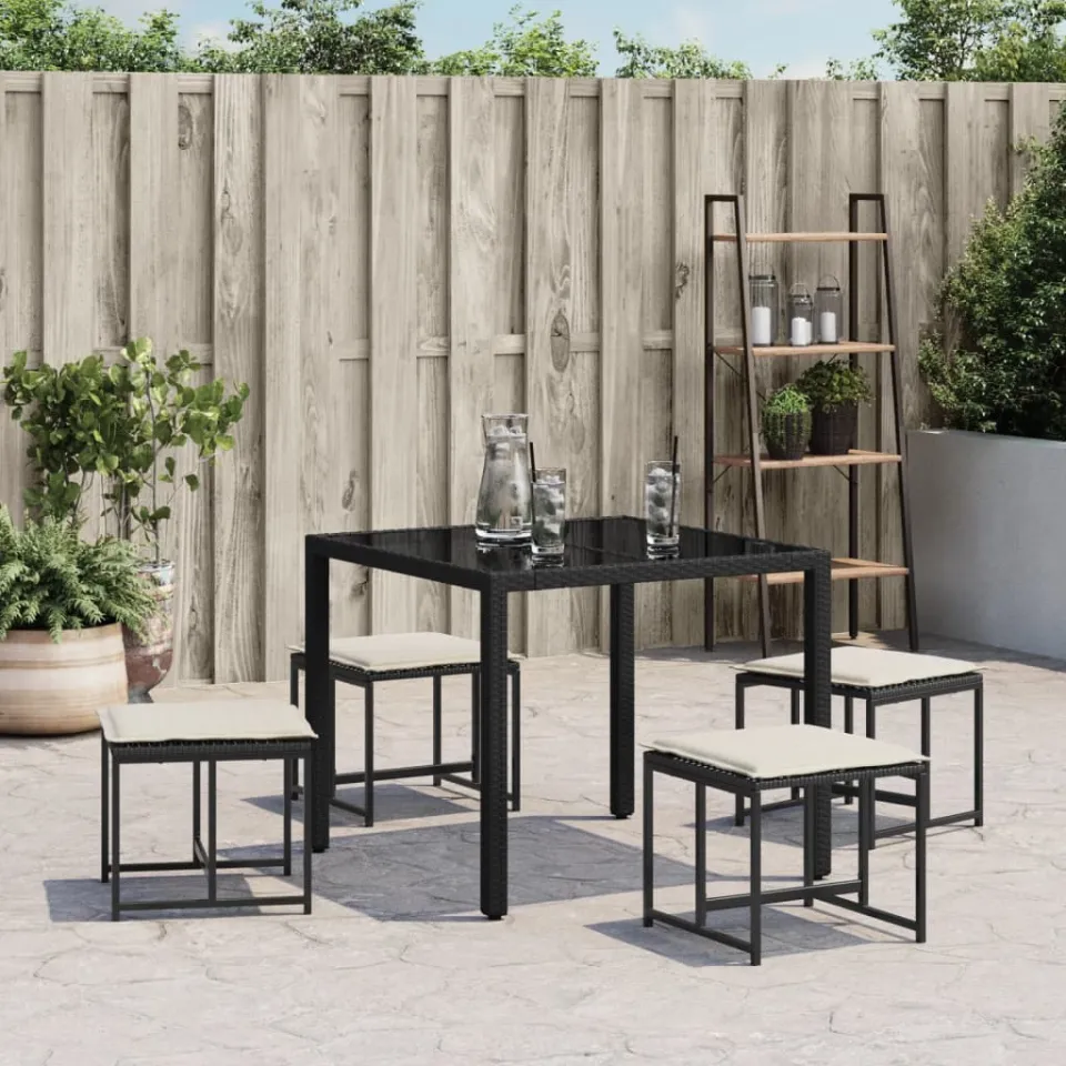 vidaXL Tuinkrukken met kussens 4 st poly rattan zwart, foto 3