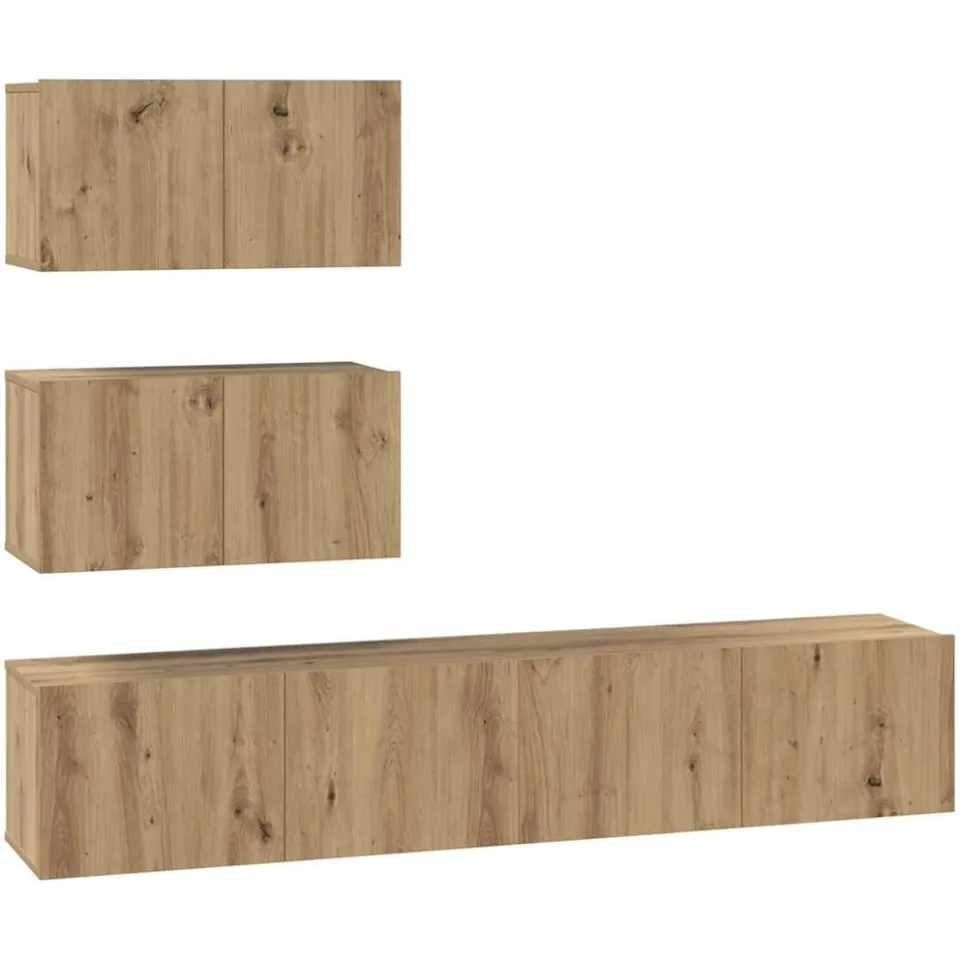 vidaXL Tv-meubelset 4 st 80 x 30 x 30 cm Artisanaal eiken Bruin