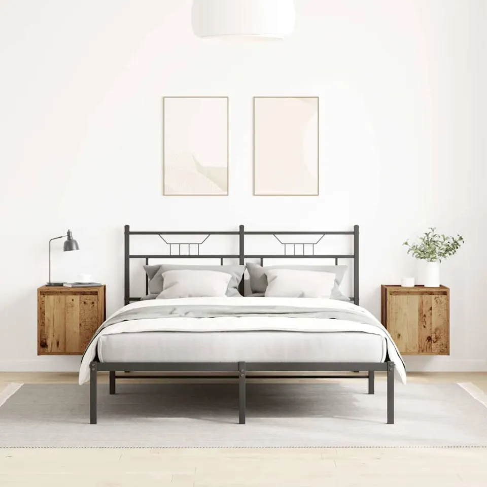 vidaXL Nachtkastjes wandgemonteerd 2 st 38x34x40 cm oud houtkleurig bruin, foto 3