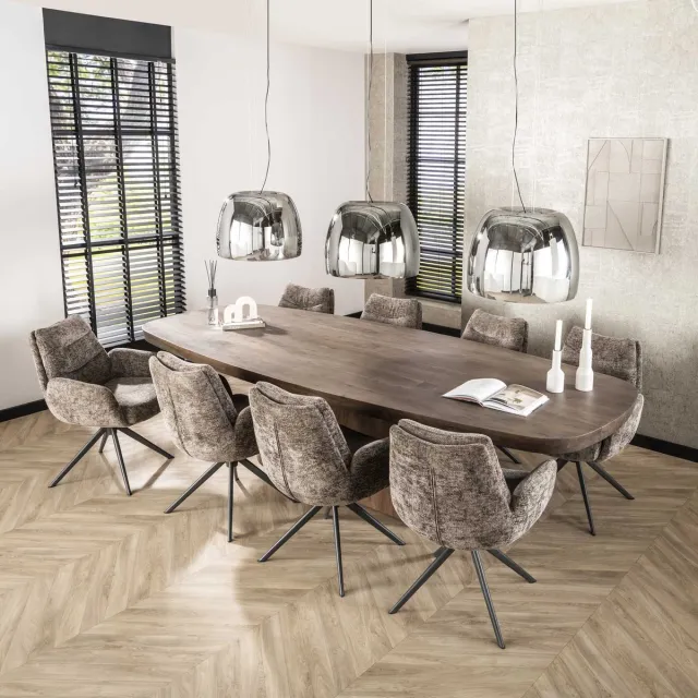 Dimehouse Deens Ovale Eettafel Alo Acaciahout Bruin 300x120 cm - Hout - Japandi - Deens ovaal