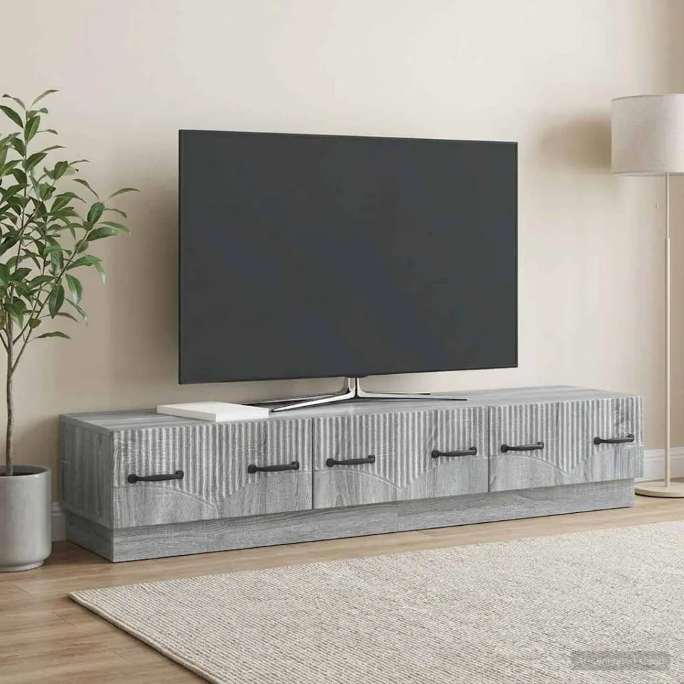 vidaXL TV-kast met lade Grijs sonoma 147 x 34,5 x 27 cm Bewerkt hout, foto 4