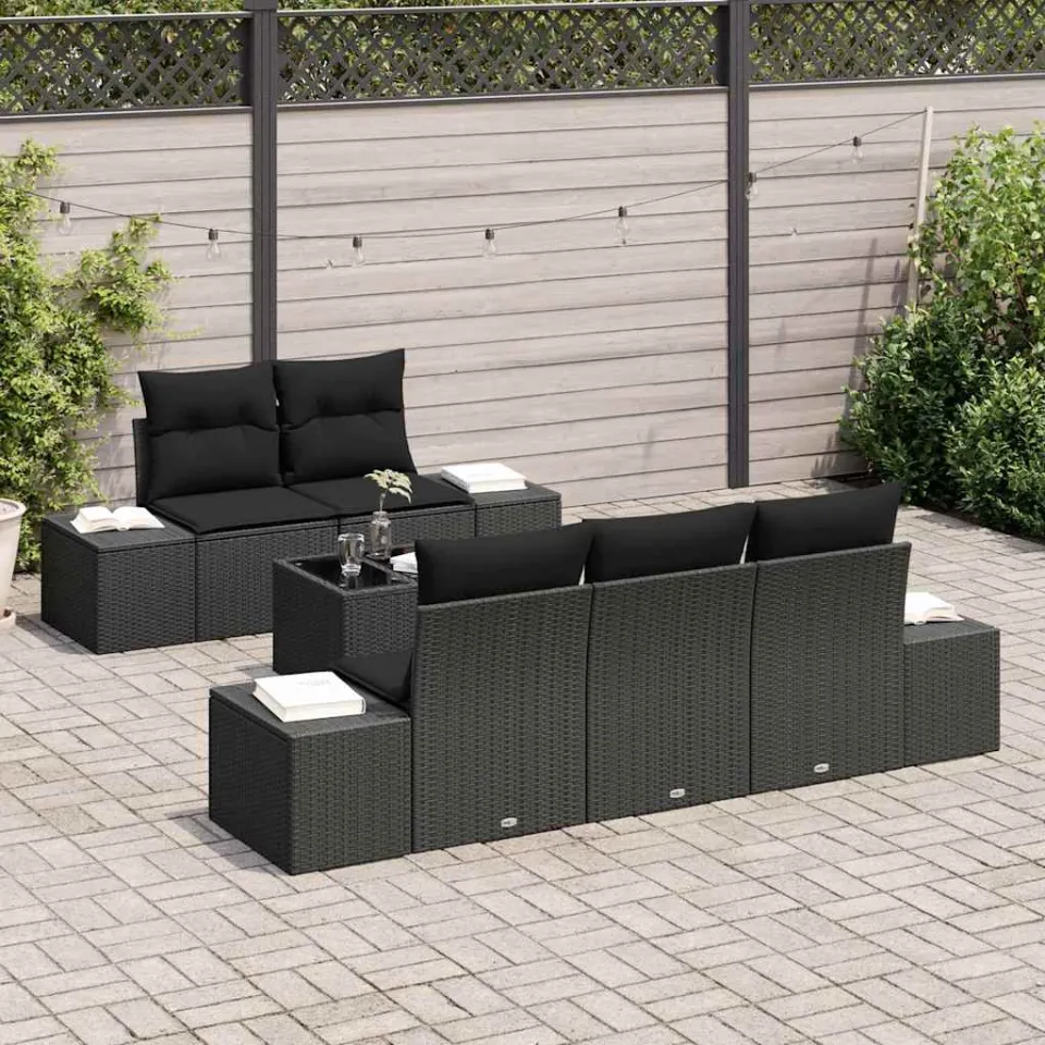 vidaXL Tuin Sofa Set Zwart poly rattan, foto 3