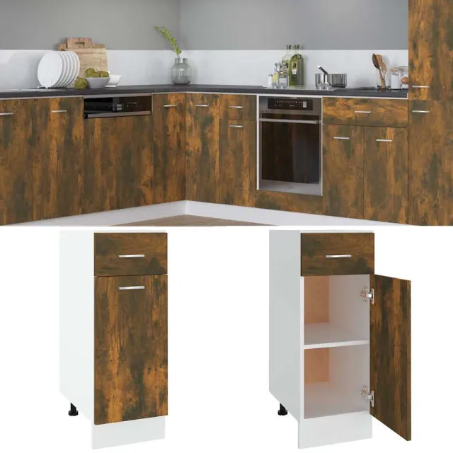 vidaXL Onderkast met lade Lyon 30x46x81,5 cm bewerkt hout gerookt eiken