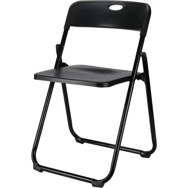 Home & Styling Klapstoel voor buiten/binnen - zwart - 47 x 73 cm - stevig kunststof - Bijzet stoelen - Vouwstoelen