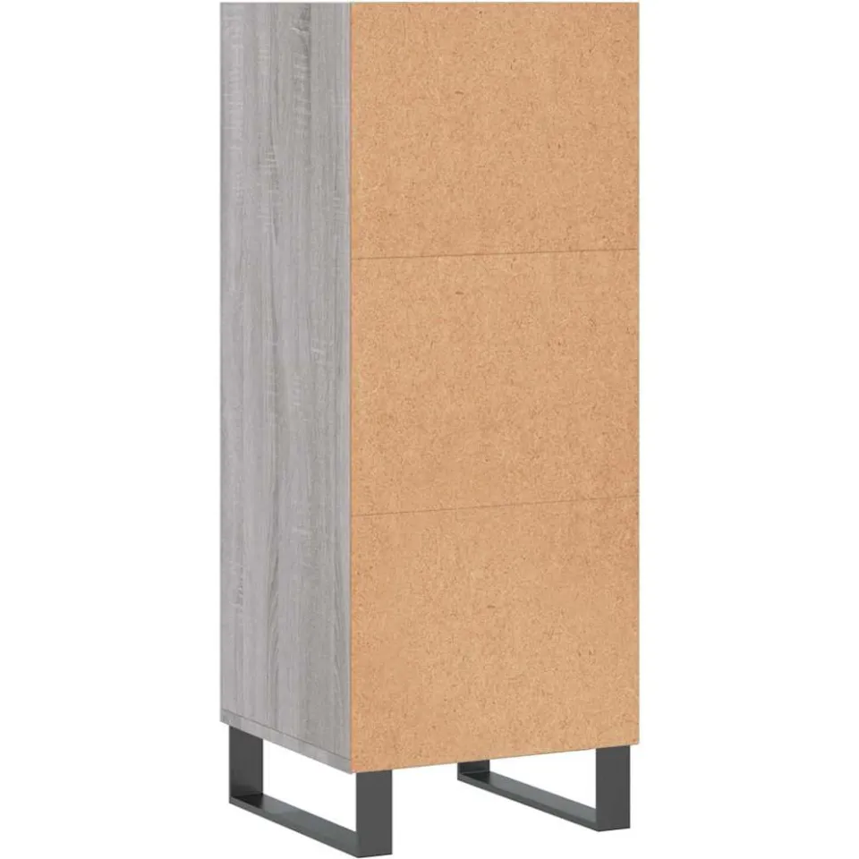 vidaXL Dressoir 34,5x32,5x90 cm bewerkt hout grijs sonoma eikenkleurig, foto 4