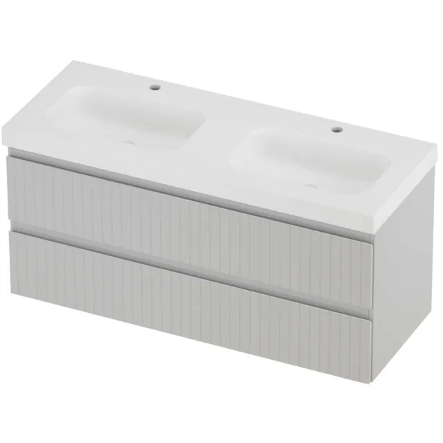 Proline Haga Badmeubelset Polystone Mezza Gefreesd 120x46x58 cm Mat White Glans Wit
