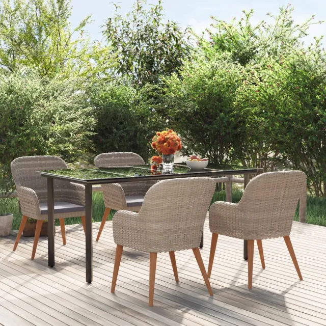 vidaXL 5-delige Tuinset met kussens bruin, foto 2