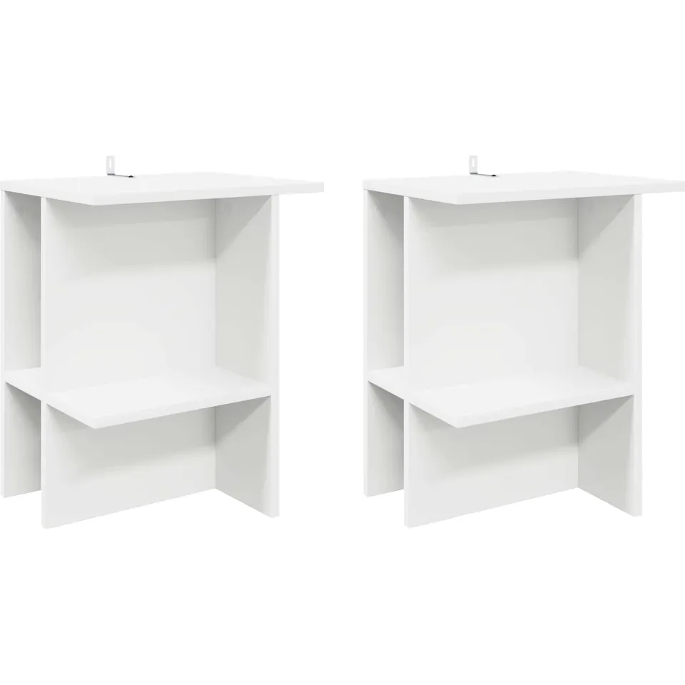 vidaXL Salontafel 2 st Wit 40 x 30 x 49 cm Bewerkt hout, foto 3