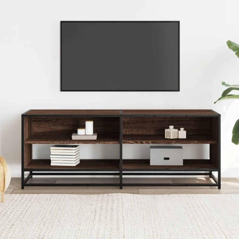 vidaXL Tv-meubel 120,5x40x46 cm bewerkt hout metaal bruin eikenkleur, foto 2