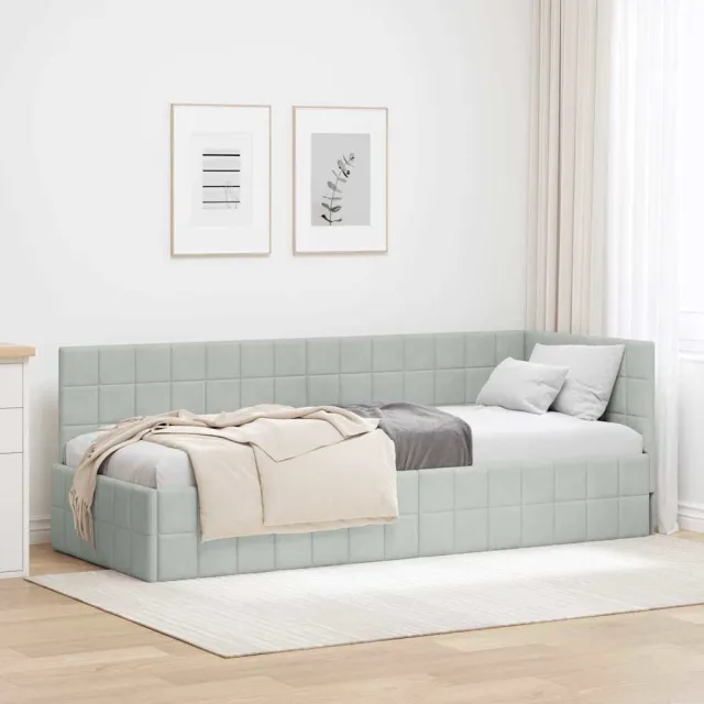 vidaXL Hoekbedframe Lichtgrijs 80 x 200 cm fluweel