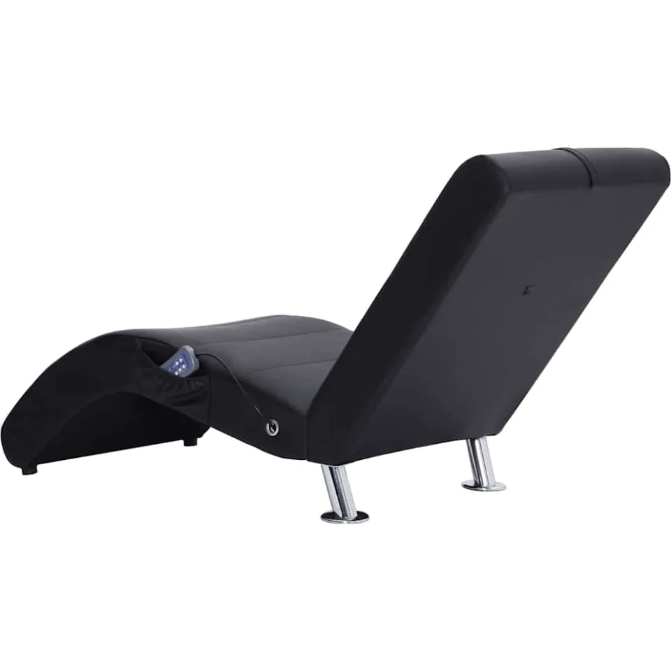 vidaXL Massage chaise longue met kussen kunstleer zwart, foto 4