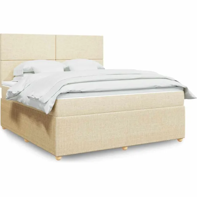 vidaXL Boxspring met matras stof crèmekleurig 180x200 cm