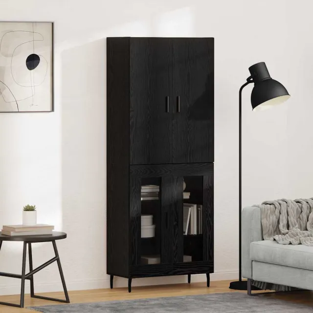 vidaXL Hoge kast 2 st Zwart eiken 69,5 x 34 x 180 cm Bewerkt hout, foto 2