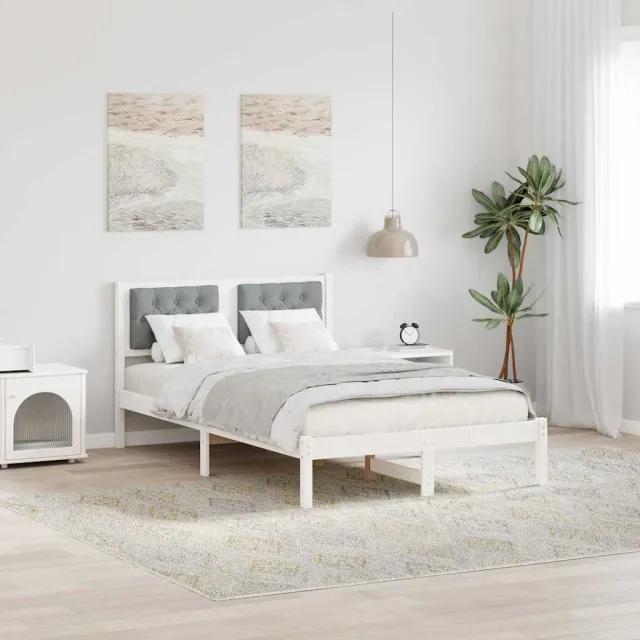 vidaXL Bedframe Lichtgrijs 120 x 200 cm Massief grenenhout Wit