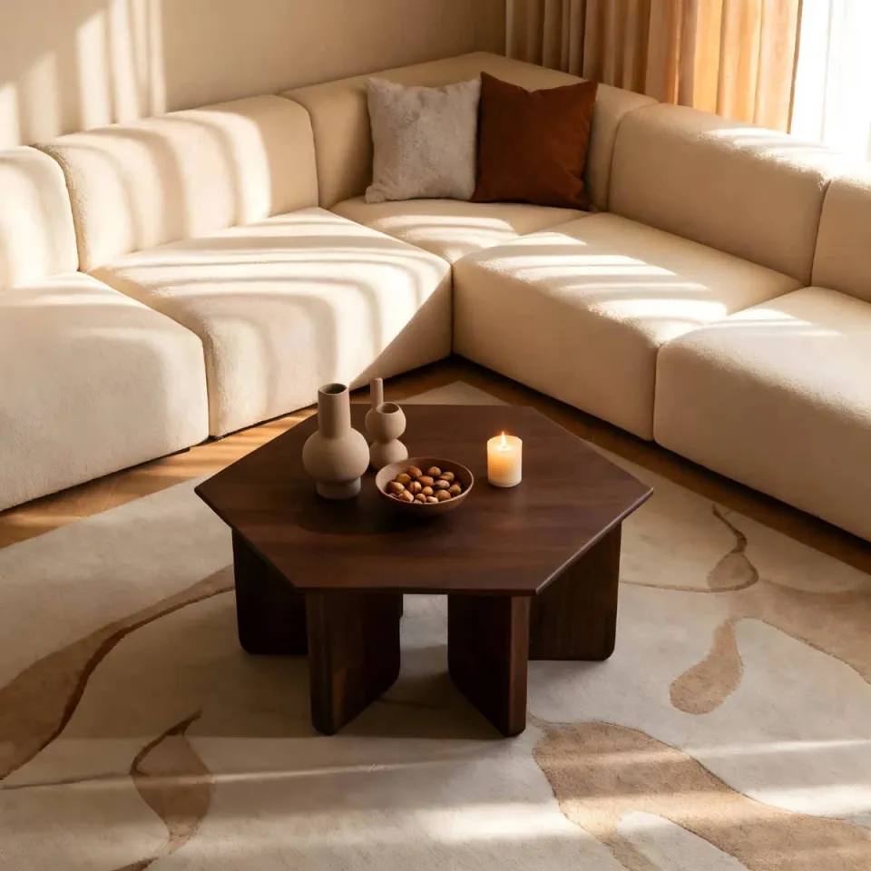 Giga Meubel Salontafel Martos - Donkerbruin Mangohout - 80x80x35cm, foto 6