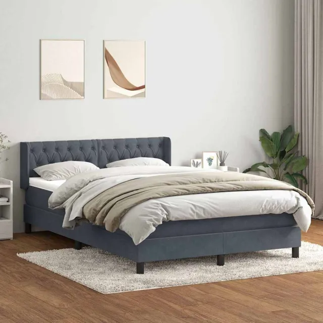 vidaXL Boxspring met matras fluweel donkergrijs 160x210 cm grijs