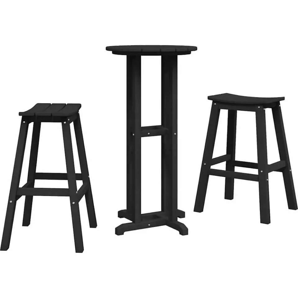 vidaXL Tuin Bar Set 3 st Zwart HDPE, foto 3