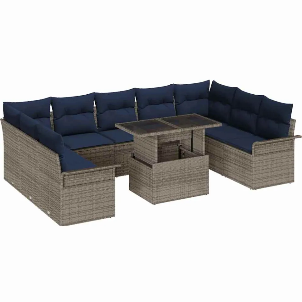 vidaXL Tuin Sofa Set 10 st Grijs Poly riet