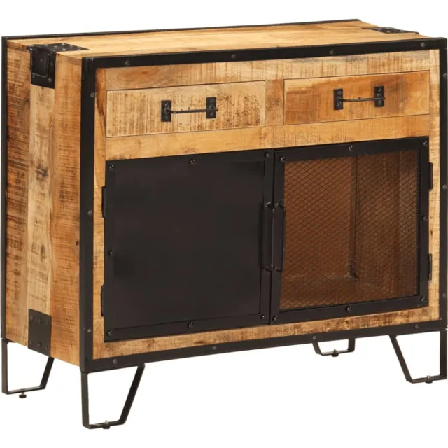 vidaXL Dressoir 80x31x66 cm massief ruw mangohout en metaal Bruin