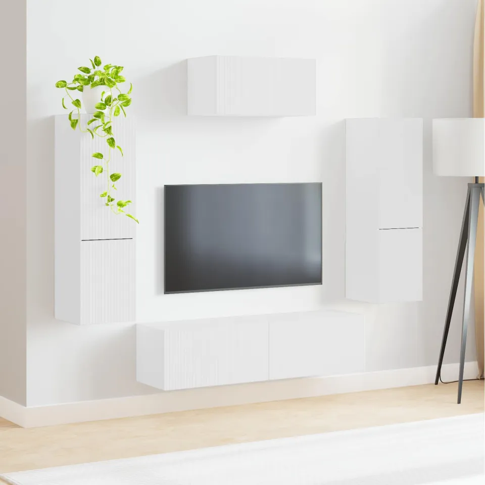 vidaXL Tv-meubelset 4 st Wit Bewerkt hout, foto 4