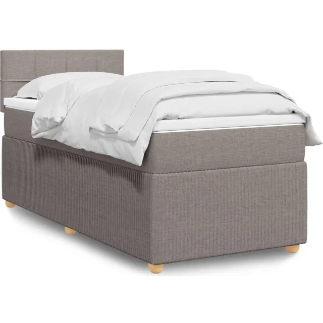 vidaXL Boxspring met matras stof taupe 80x200 cm