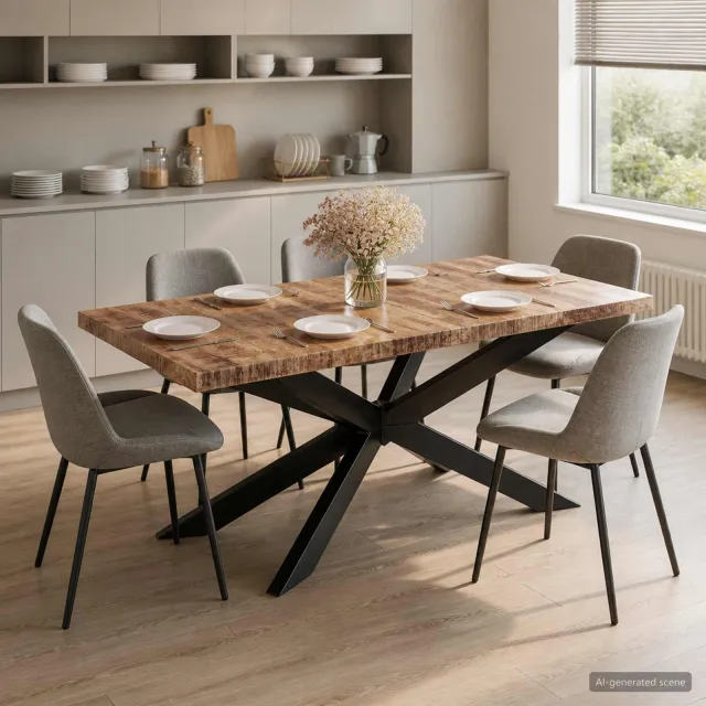 vidaXL Eettafel 180x90x76 cm massief ruw mangohout Bruin