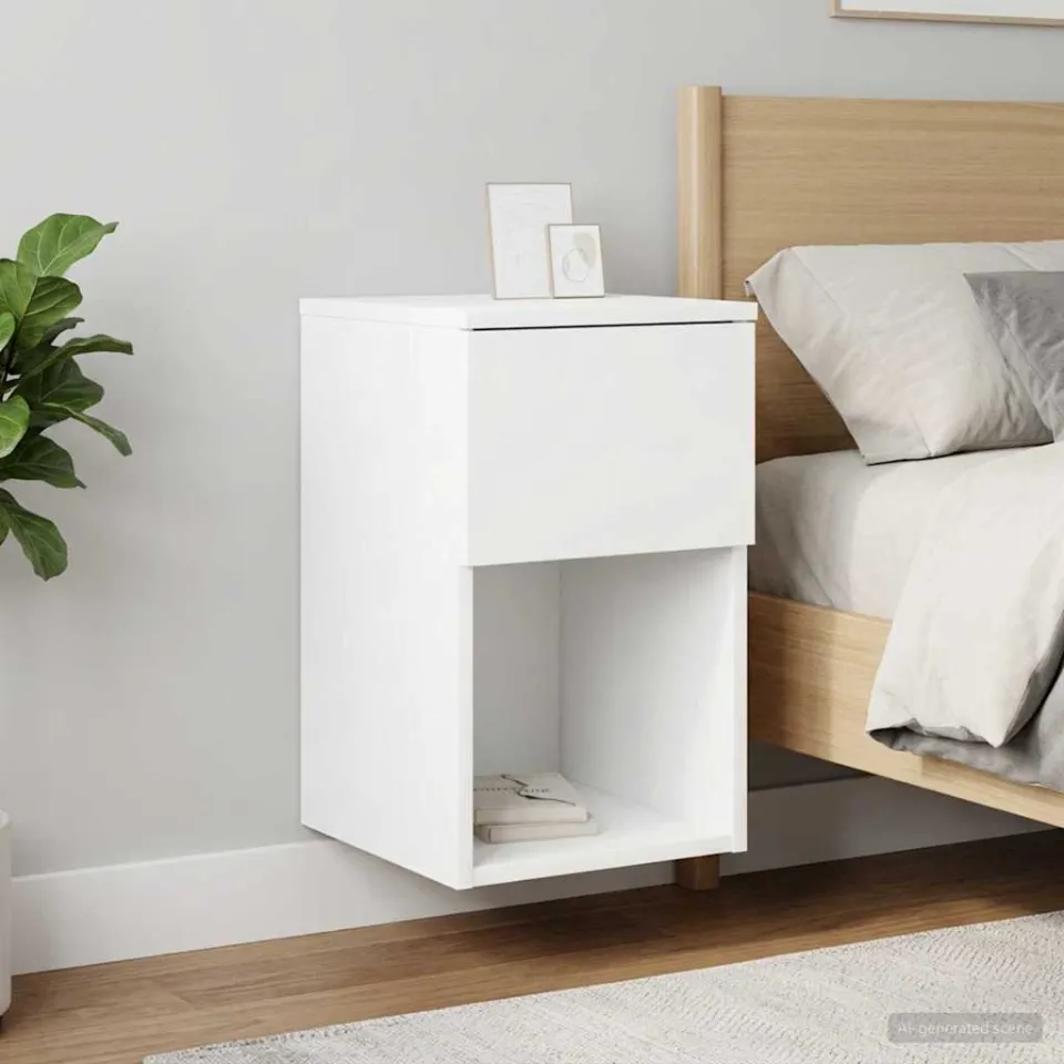 vidaXL Bed kast Wit 29 x 31,5 x 49 cm Bewerkt hout, foto 4