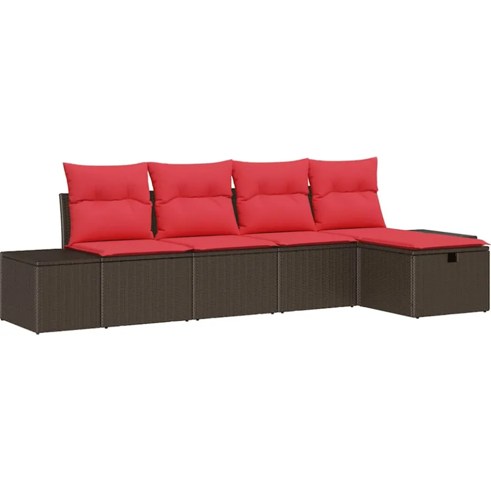 vidaXL Tuin Sofa Set 5 st Bruin poly rattan