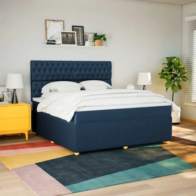 vidaXL Boxspring met matras stof blauw 180x200 cm