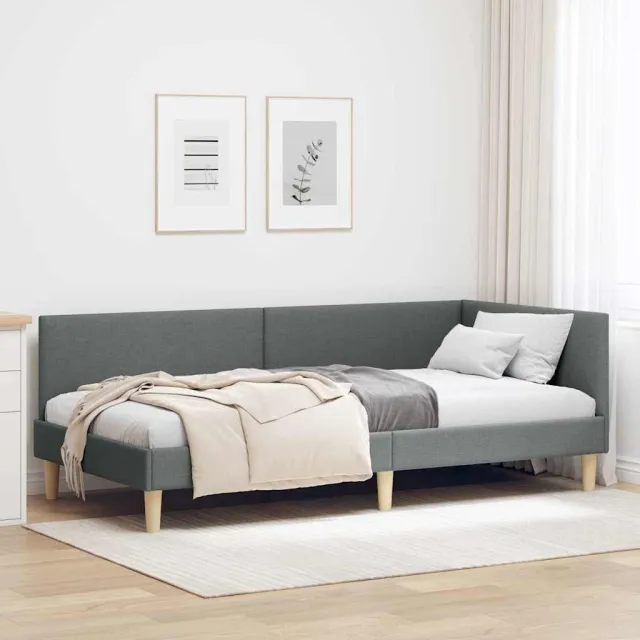 vidaXL Hoekbedframe Donkergrijs 80 x 200 cm Stof