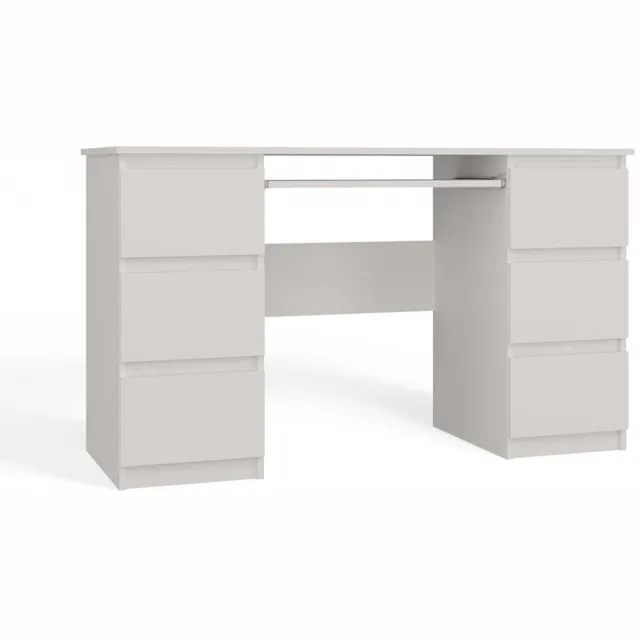 Kuba KUBA - Bureau - 6 lades - Wit - Met uitschuifbare toetsenbordplank