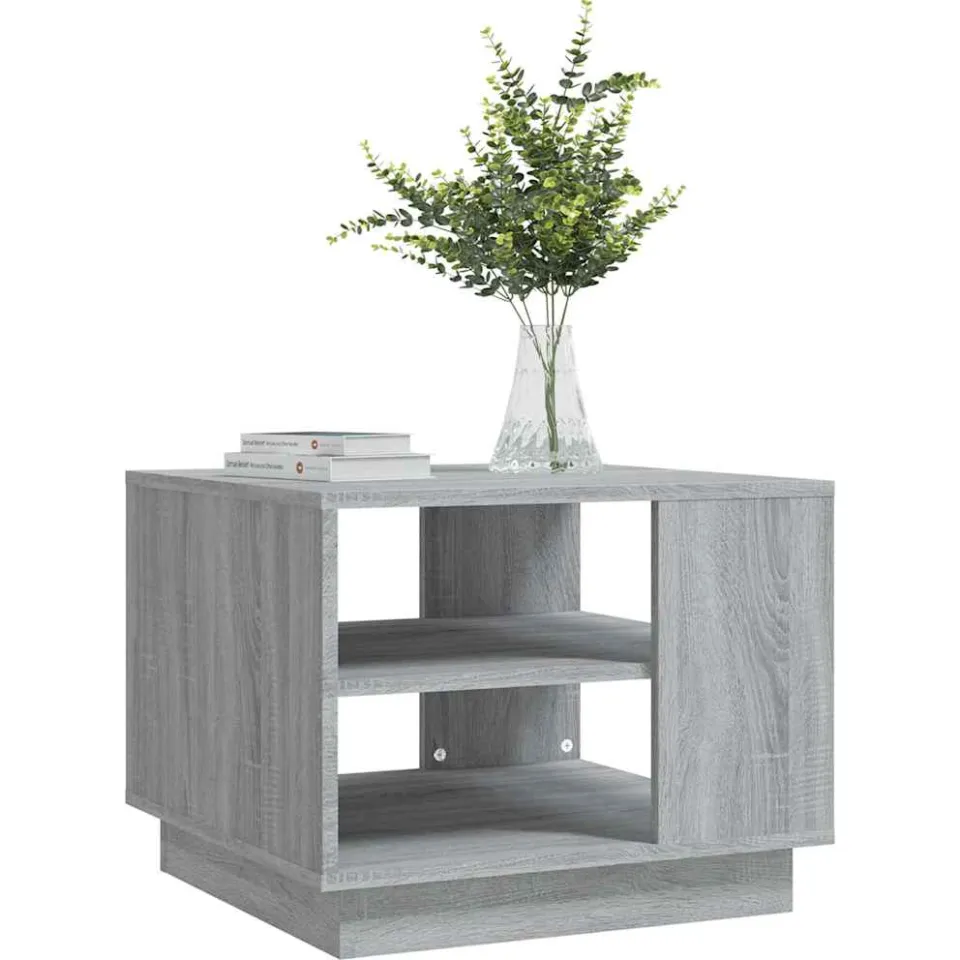 vidaXL Salontafel 55x55x43 cm bewerkt hout grijs sonoma eikenkleurig